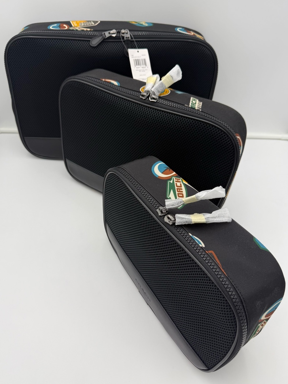 COACH NY • Unisex NWT Set of 3 Packing Cubes w/ Travel Patches in Black • 1287 - Picture 2 of 11